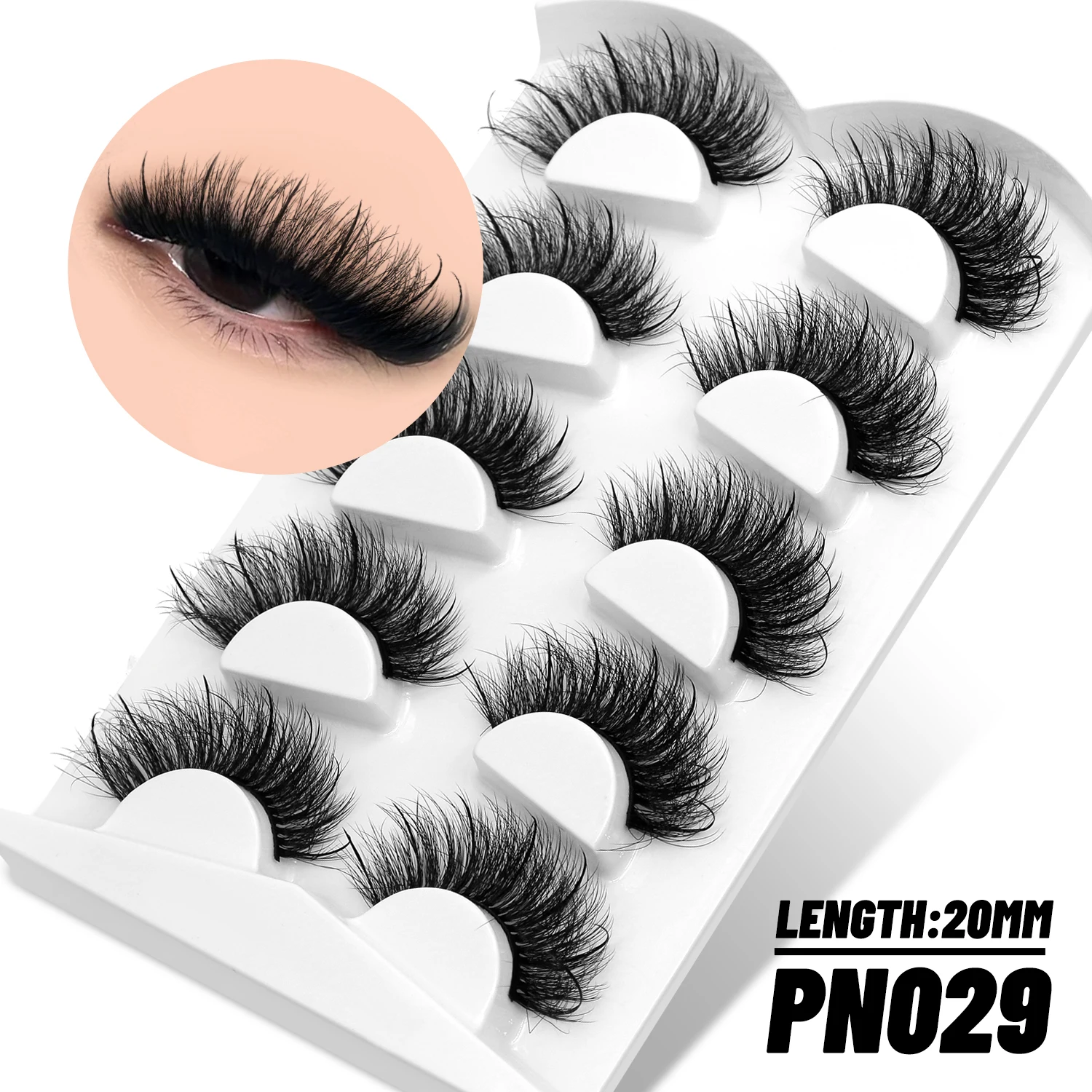 Lasvirey Flauschige Wimpern, dicke Katzenaugen-Wimpern, 8D-flauschige Volumen-Wimpern, dramatische, dicke, flauschige Vollstreifen-Wimpernverlängerung, Make-up – Detail 8