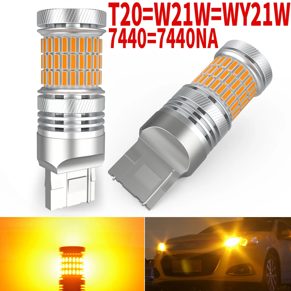 2x W21W T20 LED Amber Canbus 7440 Turn Signal Light WY21W Bulb Taillight  45SMD 
