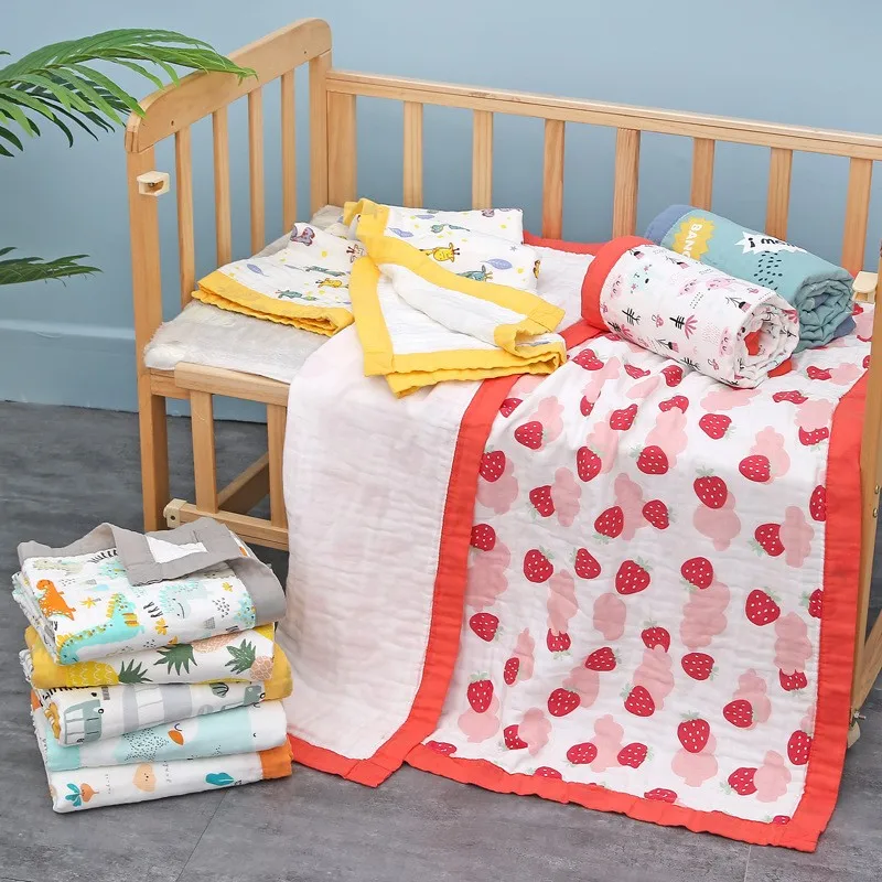 6 Layers Muslin Cotton Baby Receiving Blanket Infant Kids Swaddle Wrap Blanket Sleeping Warm Quilt Bed Cover Muslin Baby Blanket