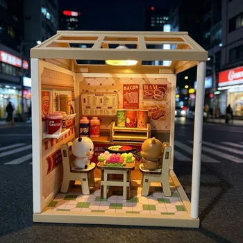 Kit di personaggi Bubu e Dudu, casa Hotpot, graziosa micro-scena femminile, decorazione da scrivania, mini ornamento per la stanza, regalo per la fidanzata