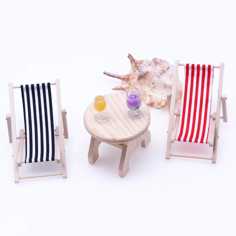 Meubles Poupée Bois Chaise De Plage Miniature En Bois 15cm - Décoration Maison Poupée - Micro Paysage DIY - Accessoire Créatif Modèle Réduit Bois