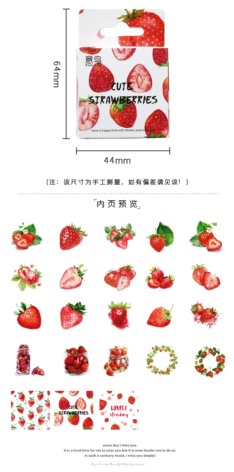 45 Pcs Strawberry Themed Scrapbooking Stickers Set for DIY Journaling Aesthetic Stationery Decor Sweet Gift Set