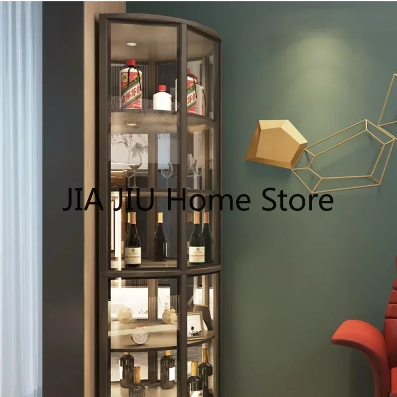 Liquor Glass Wine Cabinets Modern Luxury Simplicity Home Wine Cabinets Wall Living Room Botellero Vino European Furniture QF50JG
