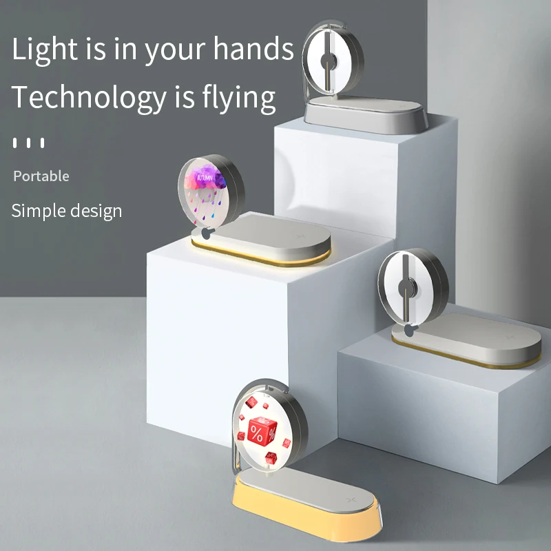 

Holographic 3D Projection Night Light Wireless Charging 10W With Touch Control Night Light Projection Advertising Machine