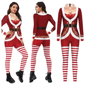 Women Christmas New Year Xmas 3D Printed Jumpsuit Punk Style Cosplay Costume