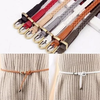 New 8 Colors Belt for Choose Casual Women Party Thin Pin Buckle Woven Braided Belt Waist Strap Waistband 2
