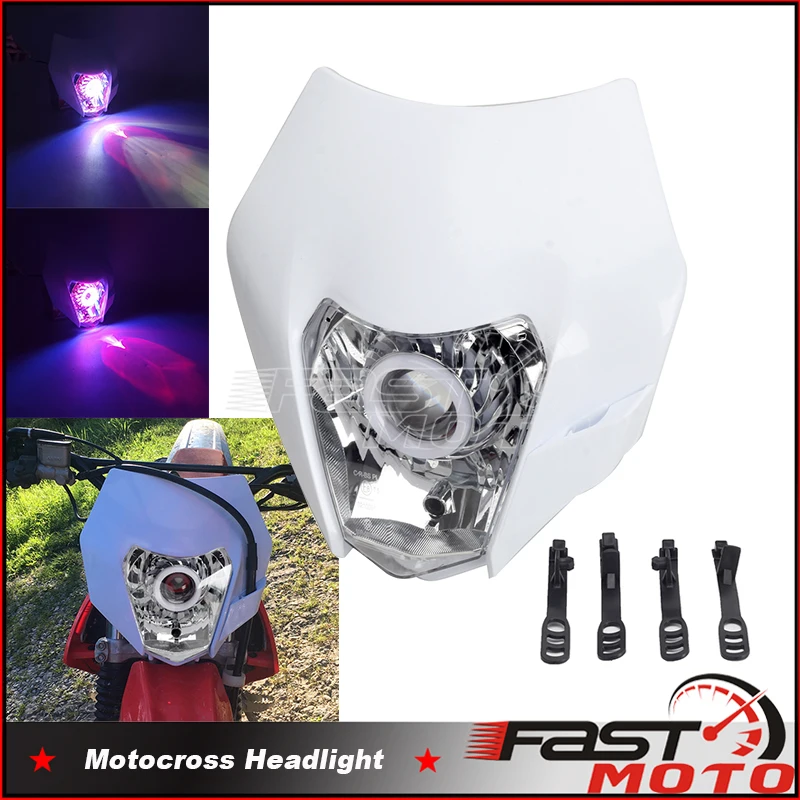 Motorcycle Led Headlight E8 Headlamp Angel Eye Head Lamp Light For Exc