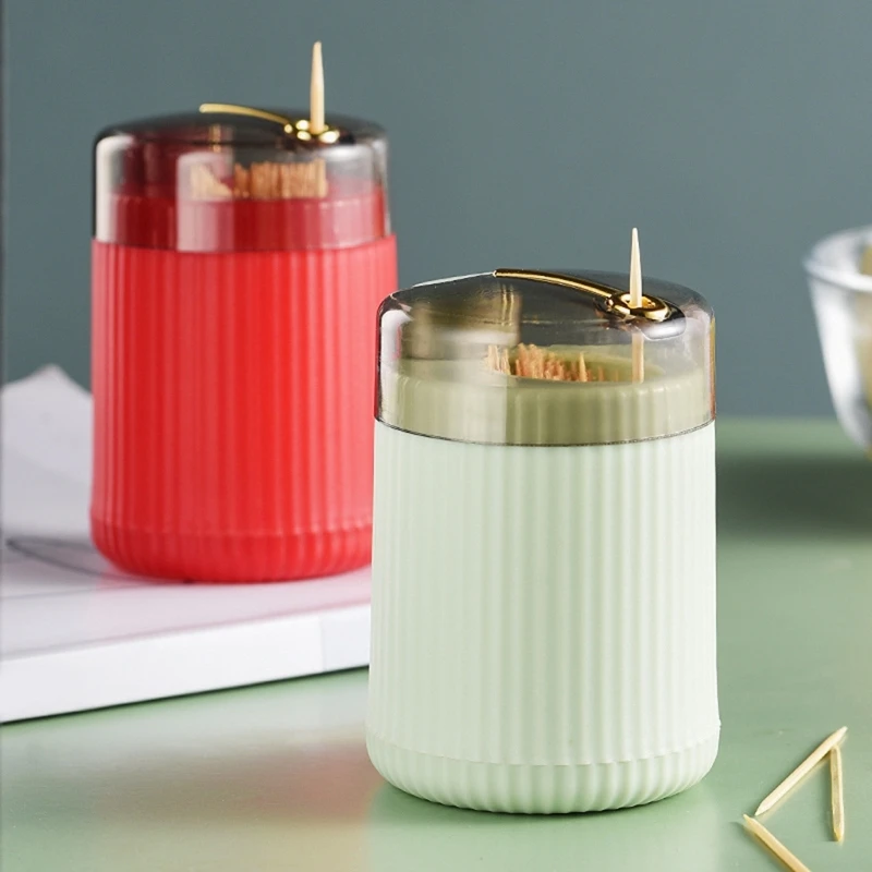 Cylinder Toothpick-Case Toothpick Dispenser Portable-Press Type Toothpick Holder Push-Type Toothpick Round Dispenser