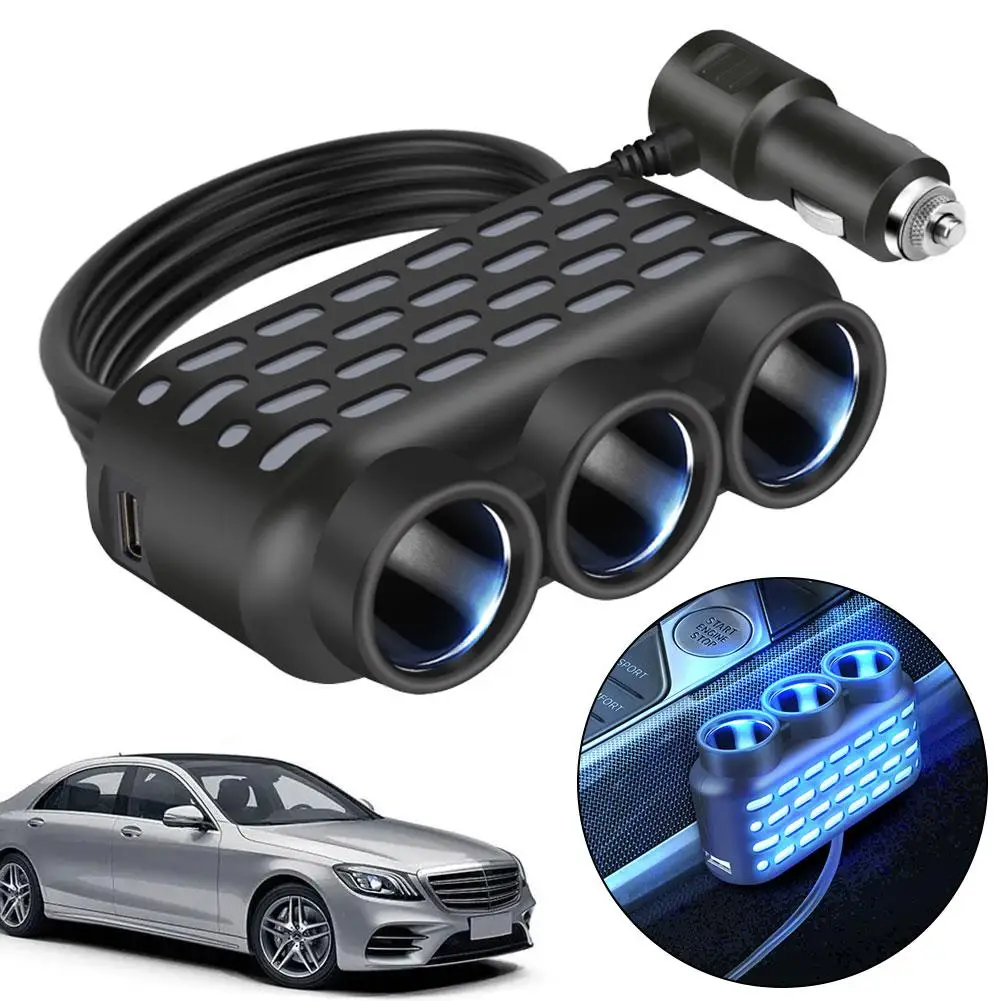 

1PCS 3 In 1 Dual USB Socket 120W Car Cigarette Lighter Splitter 12V 24V Fast Charger Plug Phone Power Adapter For Car C8R2