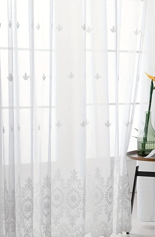 Chinese Modern Simple Ruyi Embroidered Gauze Curtain Curtains for Living Dining Room Bedroom Breathable,Translucent Nordic Style 3