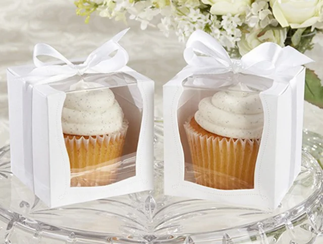 10 Scatole Per Biscotti Con Finestra Trasparente - 20x20x6,5 Cm - Confezioni Regalo Per Dessert E Pasticcini
