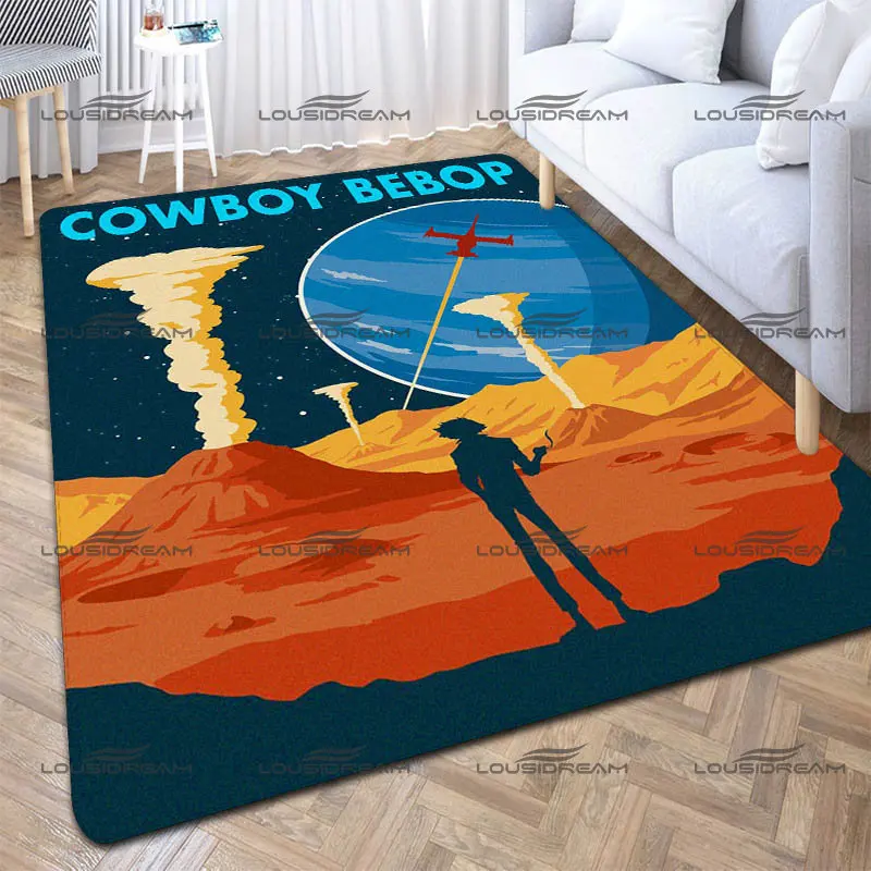 

Classic Cartoon Elements Decorative Rug Cowboy Bebop Carpet Children's Bedroom Floor Pad Living Room Decorative Cushion Door Pad
