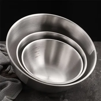 Insalatiera di frutta in acciaio inossidabile con scala Stile coreano Zuppa di grande capacità Tagliatelle Ramen Ciotola Contenitori per alimenti 17/19/25CM 1