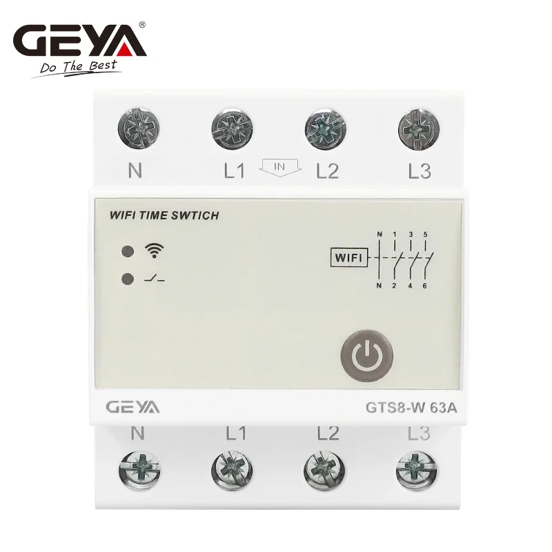 GEYA GTS8-W inteligentny bezprzewodowy pilot zdalnego sterowania wyłącznik czasowy Wifi DIN Rail inteligentny dom przez aplikację Tuya AC220V 32A 40A 63A 80A