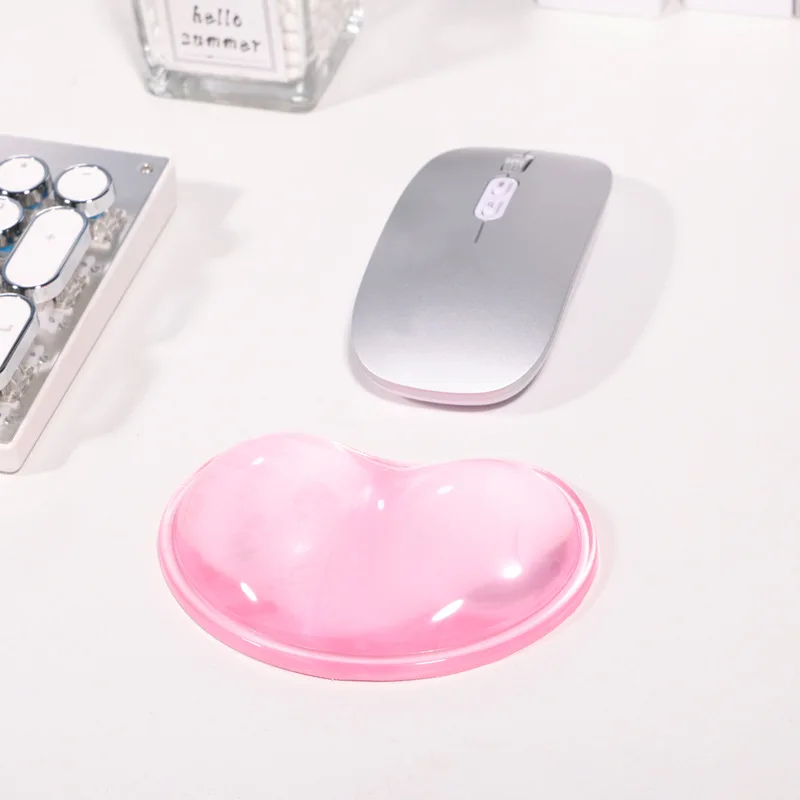 Silicone Mouse Pad Wrist Support Mouse Pad Heart Shaped Transparent Wrist Rest Soft and Bouncy for Office Mouse Pad