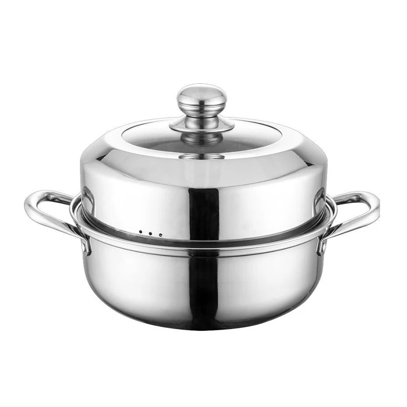 28cm Household Stainless Steel Double Layer Steamer Korean Deep