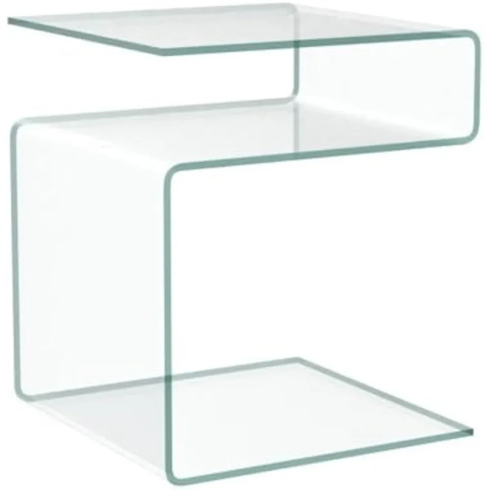 Glass Nightstand,Side Table,S-Shaped End Table for Living Room,Bedside Table for Bedroom