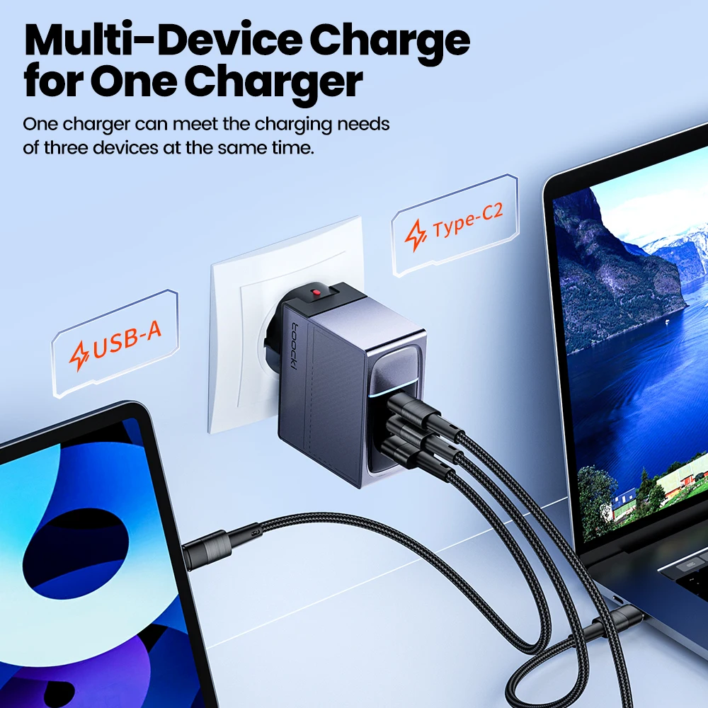 Toocki USB Charger 100W GaN Charger for Macbook Tablet Fast Charging for Samsung S22 USB Type C PD Charge for iPhone 14 13 12