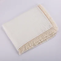 Couvertures d'emmaillotage en mousseline de coton pour nouveau-né, couverture de bébé à pampilles, couette de couchage pour bébé, couverture de lit 3