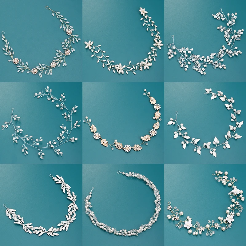Pearl Crystal Hair Vine Wedding Headband Tiara Bridal Headpiece Women Hair Jewelry Wedding Accessories hair accessories,bridal hair accessories