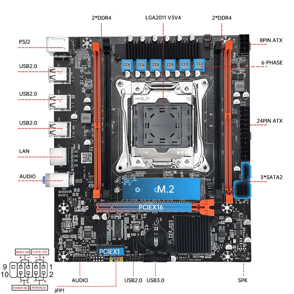 MOUGOL X99 Gaming Motherboard Set with Intel Xeon E5 2680 V4