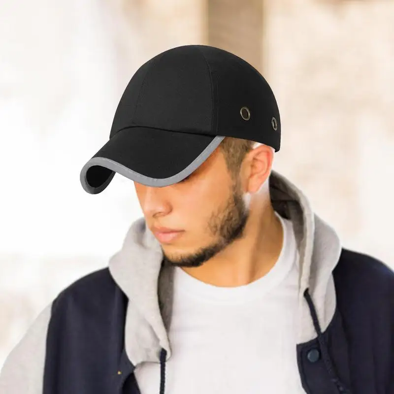 Motorcycle Baseball Caps Reflective Breathable Baseball Hat ABS Inner Shell Lightweight Anti-collision Hat Reflective Head