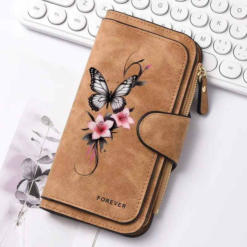 Elegant Butterfly Flower Women's Long Wallet with Card Slots, Coin Pocket & Phone Pouch – Ideal Gift