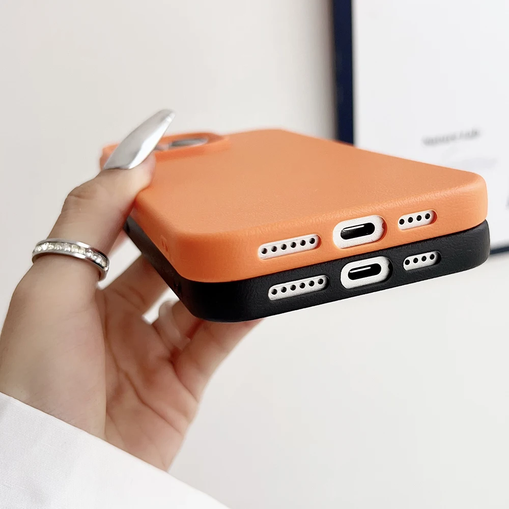 Soft Candy Colored Luxury Leather Texture Silicone Case For iPhone 16 15 14 13 12 11 Pro Max - Image 5