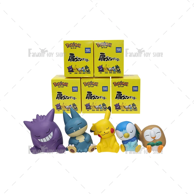 thumbnail image 1 of Pokemon Figures Takara Tomy Toy Sit Shoulder to Shoulder Fig Pikachu Gengar Rowlet Piplup Munchlax Collection Toy Gift, 1 of 5