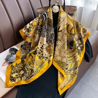 2024 New Twill Square Silk Scarf for Women Design Floral Print Wraps Stoles Hijab Foulard Headband Fashion Lady Shawl Bandana 5