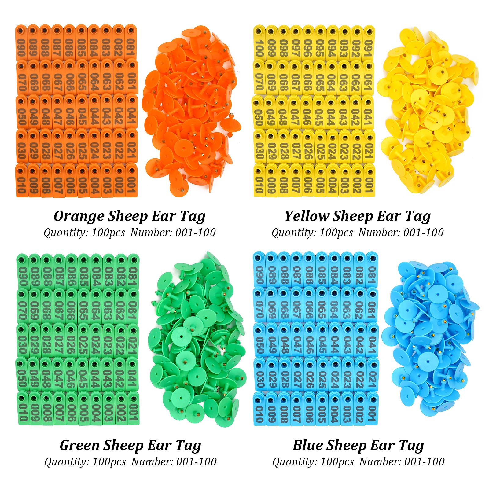 No. 1-500 Sheep Ear Tag Signs with The Word Ear Laser Typing Copper Head Earrings Farm Animal Identification Card 100Pcs 6