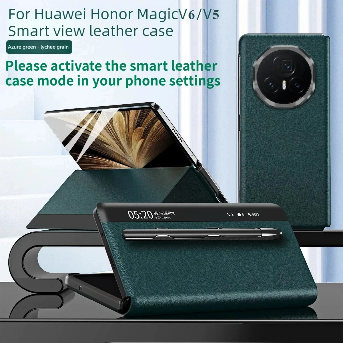 Leather Foldable Screen Smart Flip Case - Business Style Anti-Drop Protective Cover