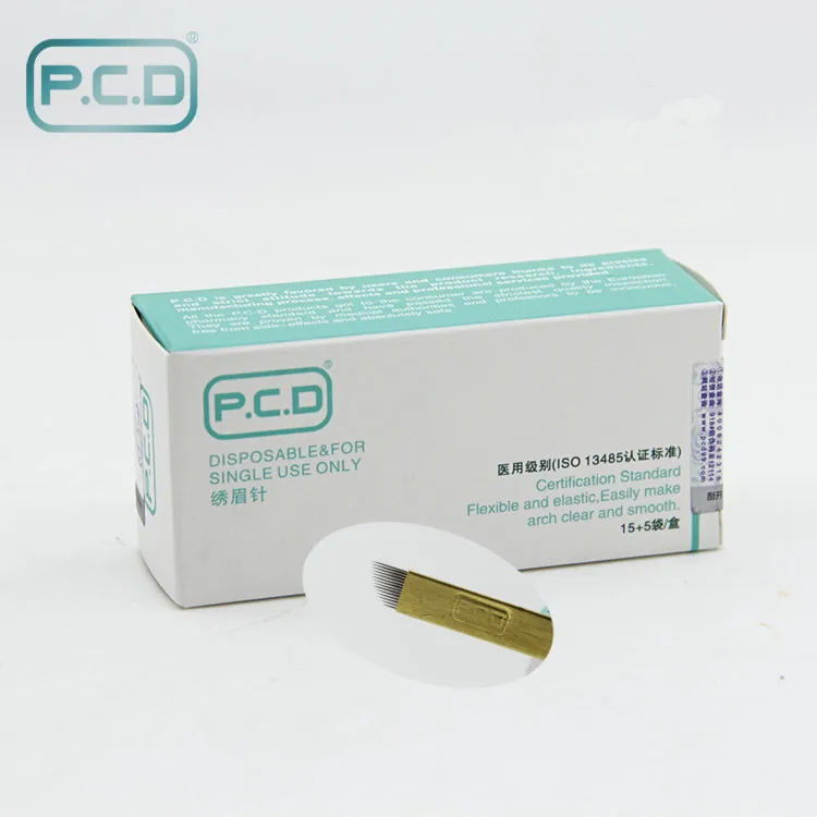 

100 Pcs PCD 12 Pin Permanent Makeup Eyebrow Tatoo Blade Microblading Needle for 3D Embroidery Manual Tattoo Needles