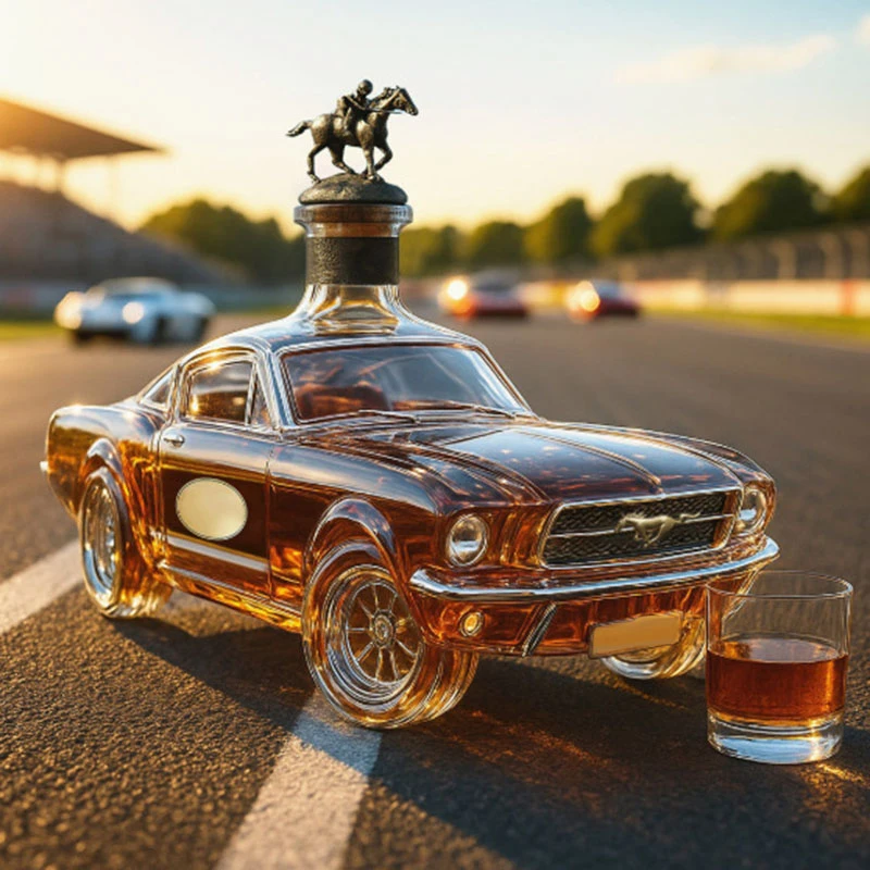 High Borosilicate Glass Mustang Whiskey Bottle Motorcycle Engine