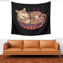 

FFO Cat Face Wave Tapestry Japanese Wall Hanging Art Aesthetic Room Decor Tapestries Large Background Cloth Bedroom Sofa Blanket