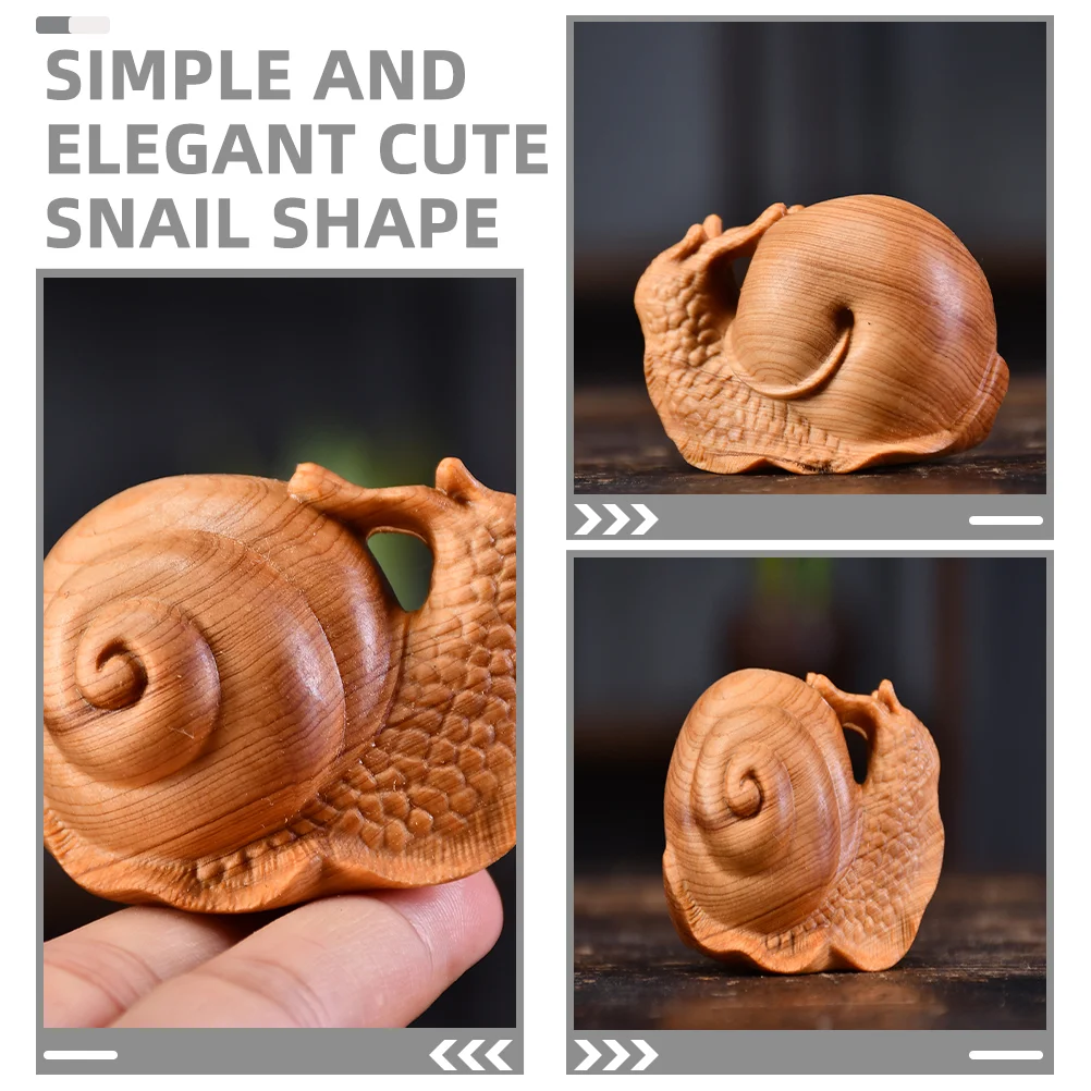 Wooden Snail Decoration Home Garden Statue Charming Light Brown Animal Sculptures