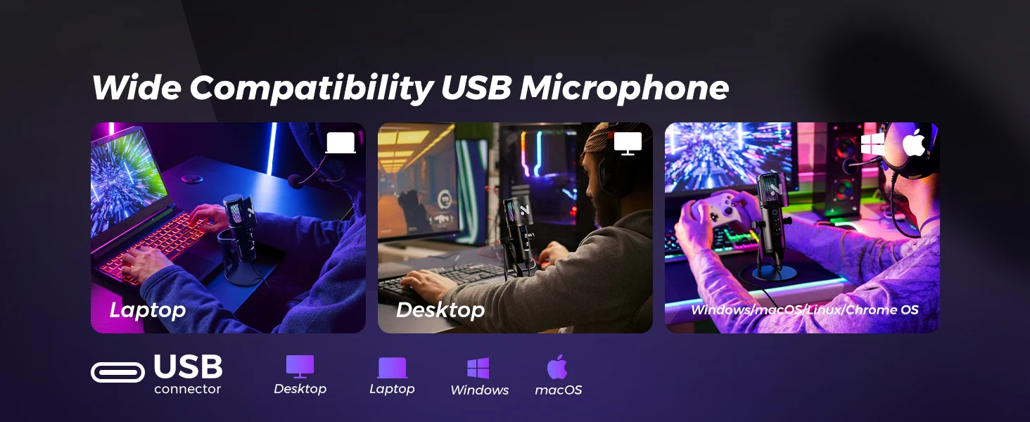 NearStream USB/XLR Condenser Gaming Microphone with 8 RGB Modes Lighting, Noise Cancelling Desktop for Streaming on PC/PS5/Mac