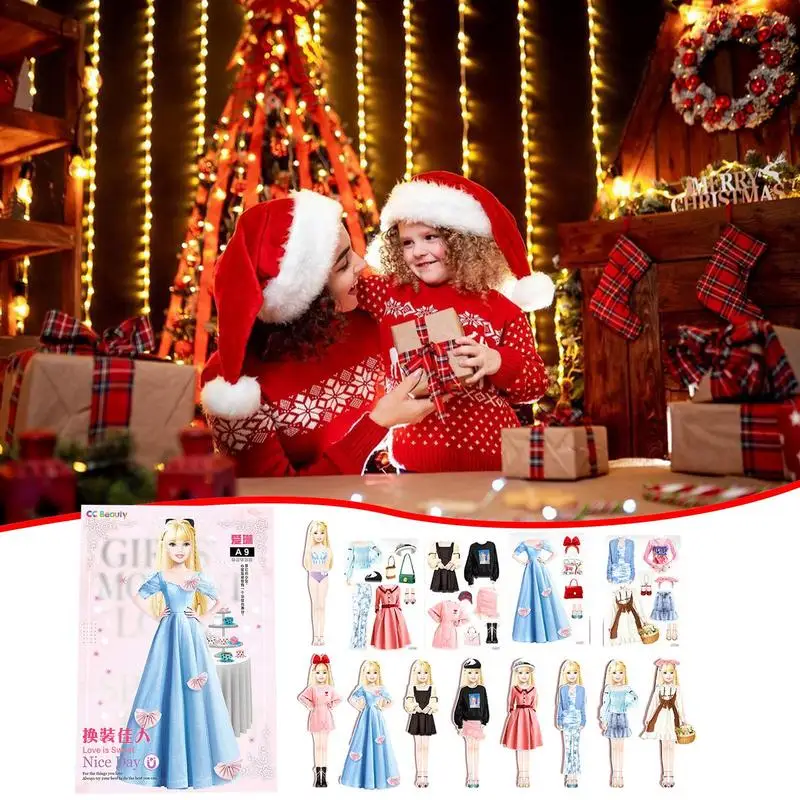 Magnetic Dress Up Dolls Safe And Harmless Princess Dress Up Doll Set Portable Princess Paper Doll Set Birthday Gift princess pretend toys doll clothes set princess doll