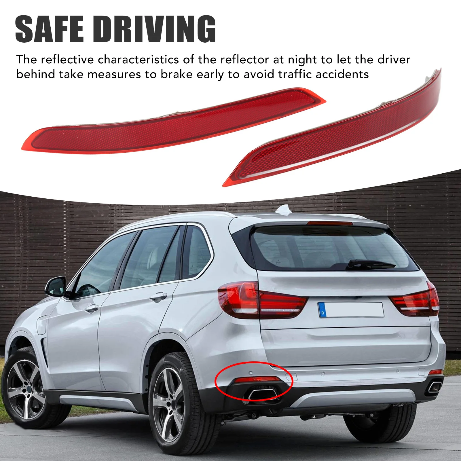 2PCs 리어 테일 범퍼 리플렉터 63147290091 63147290092 BMW X5 F15 2014 2015 2016 2017 2018 용 장식 교체품