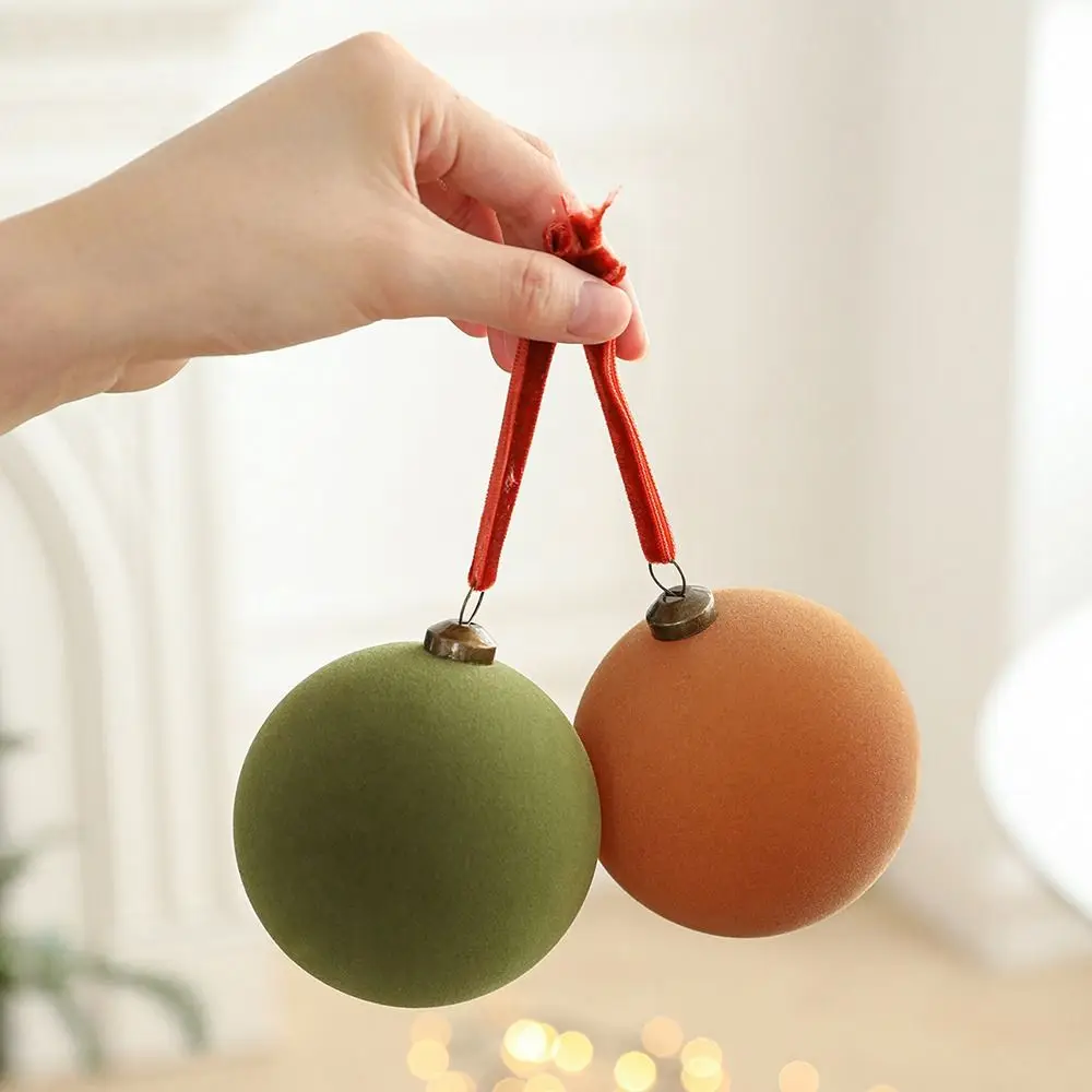 6pcs Set 8CM Size Christmas Ball Decoration Plastic Velvet Balls Flock Colored Window Scene Decorative Balls Party Wedding Gifts