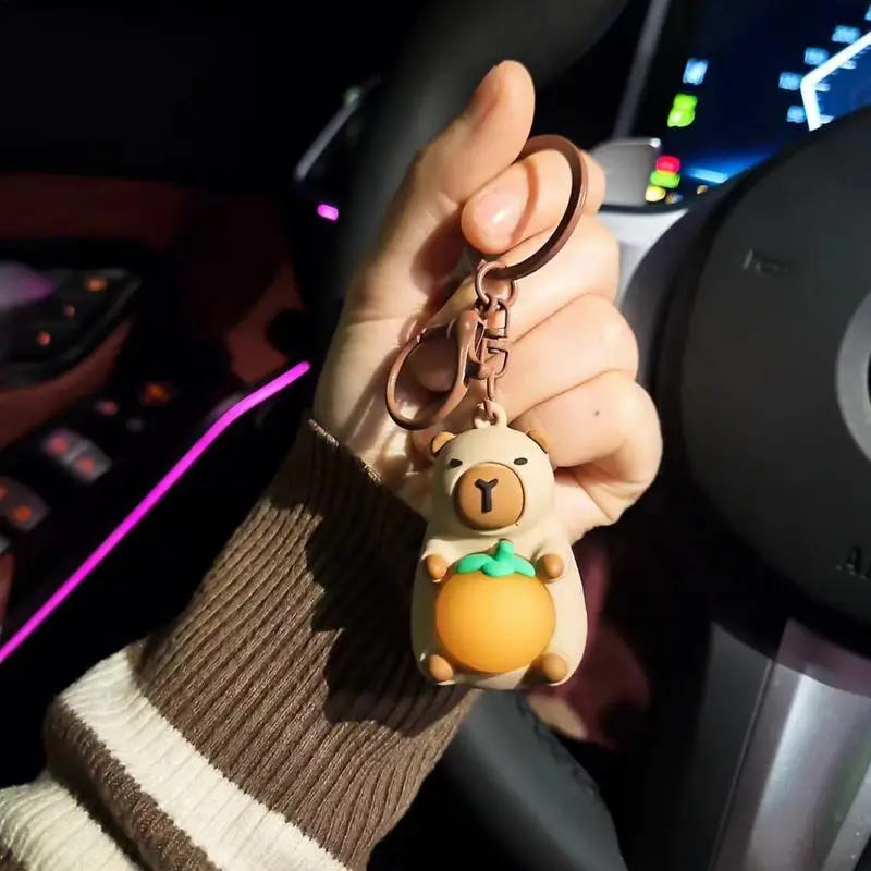 Cute Capybara Keychain With Lighted Creative Luminous Capibara Anime Lighting Keyring Mini Doll Capybara Keyring accessories