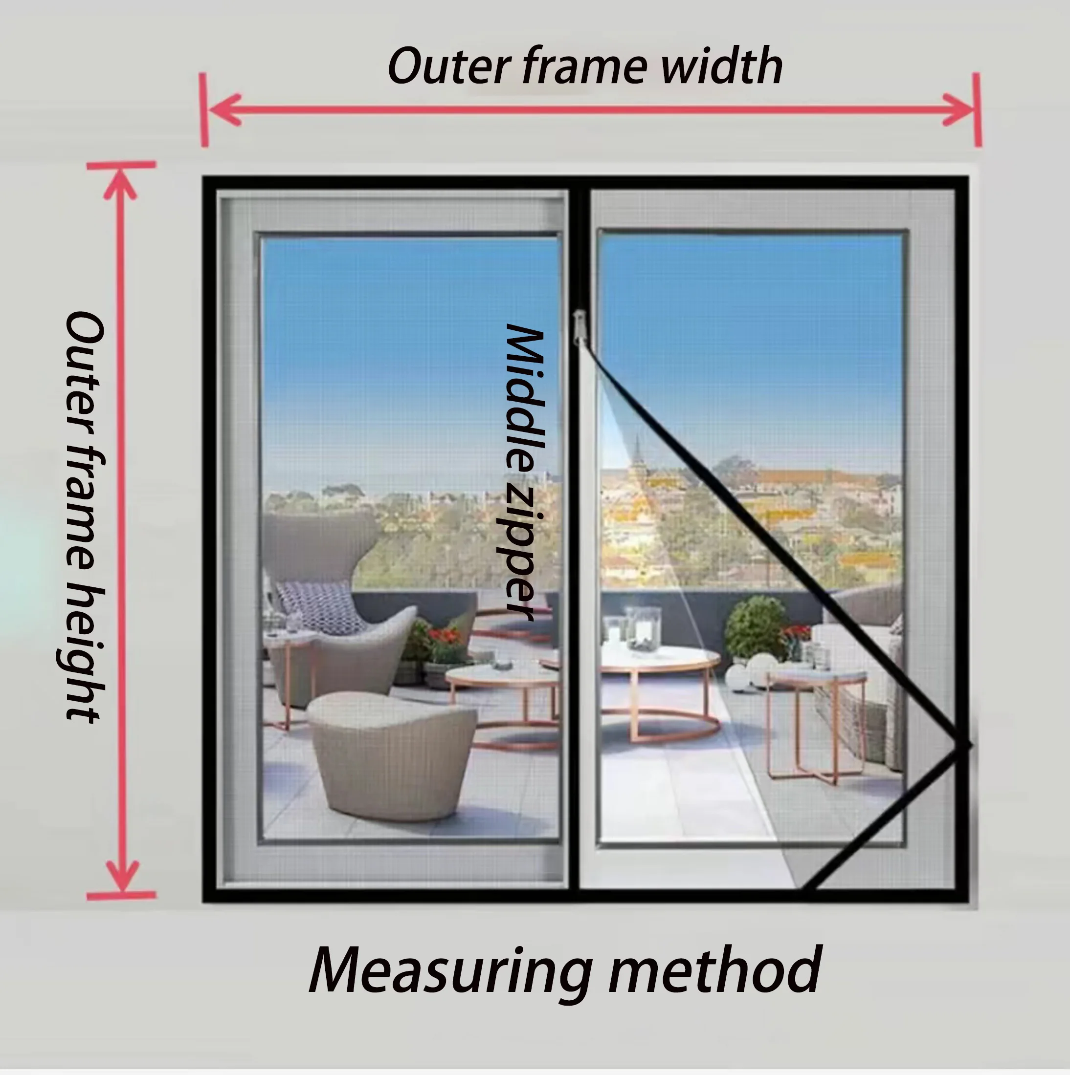 Description Picture 2 of itemBlack custom mosquito screen window, window screen, self-adhesive window mosquito net, zippered household screen window