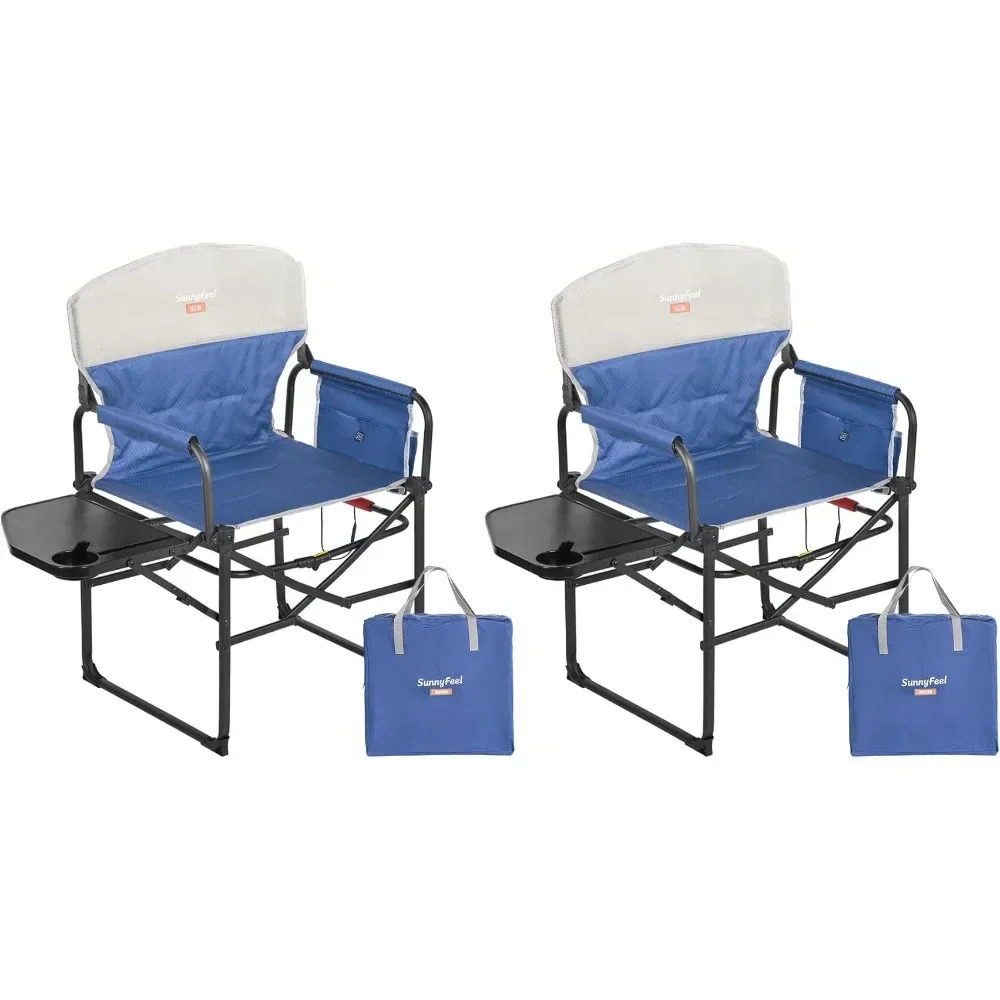 

Beach Chair 2-Pack,Oversized Portable Folding Chair with Side Table, Outdoor Foldable Beach Chairs