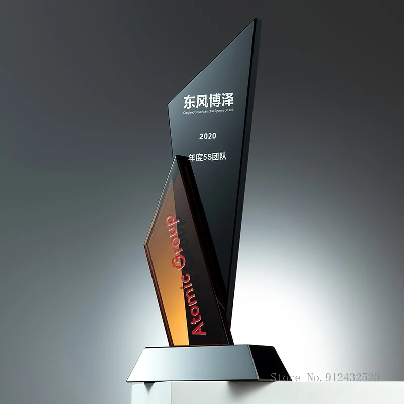 Crystal Trophy Custom Creative Glass Awards, Commemorative Making, Home Decor, Free Engraving Blade's Edge, New, 2024