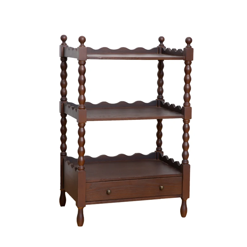 Medieval storage rack, retro bedside table, household living room, sofa side, several corners and multiple layers of display rac