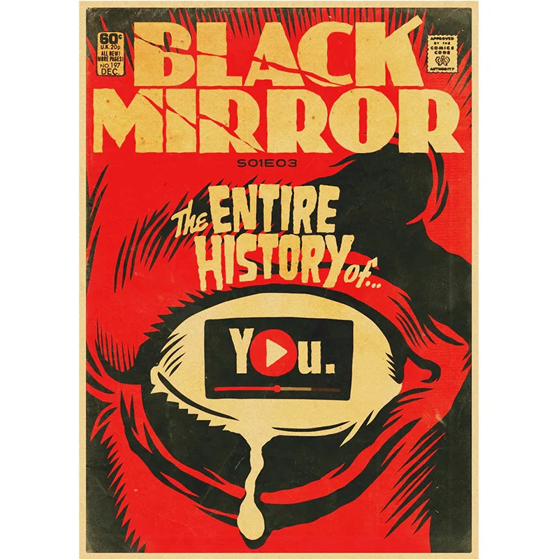 Vintage Classic Movie Black Mirror-BBC Poster Painting Retro Poster Kraft Paper Home Bar Wall Decor Stickers wall stickers movie poster home decor posters