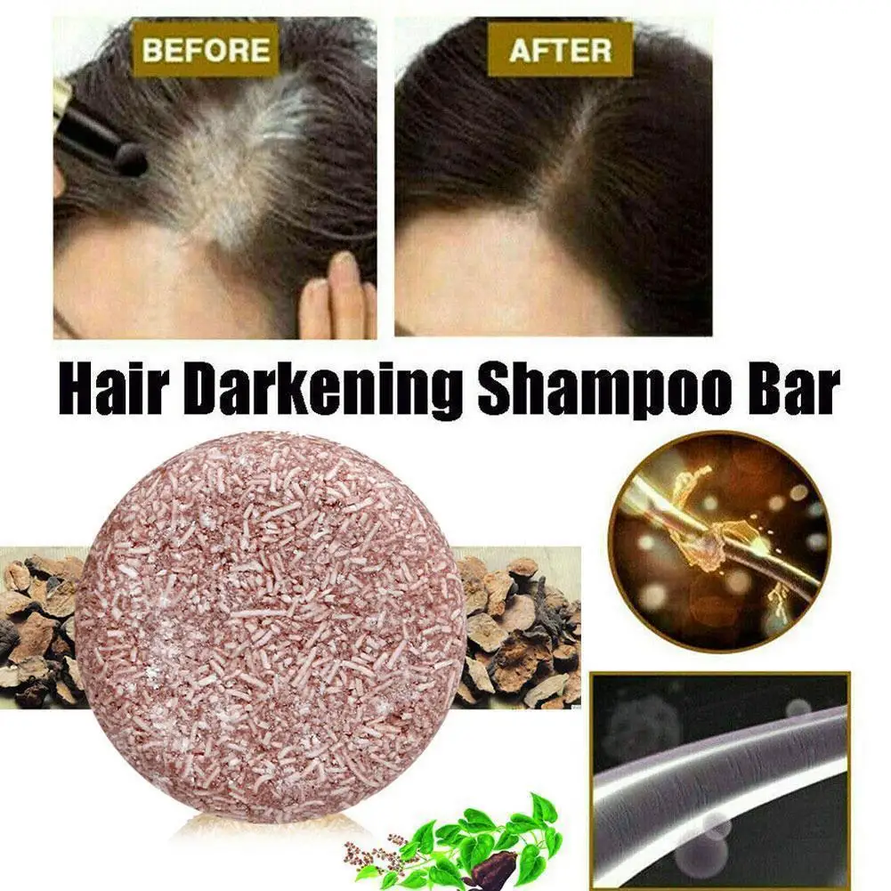 Soap Hair Darkening Shampoo Bar Repair Gray White Hair Color Dye Face