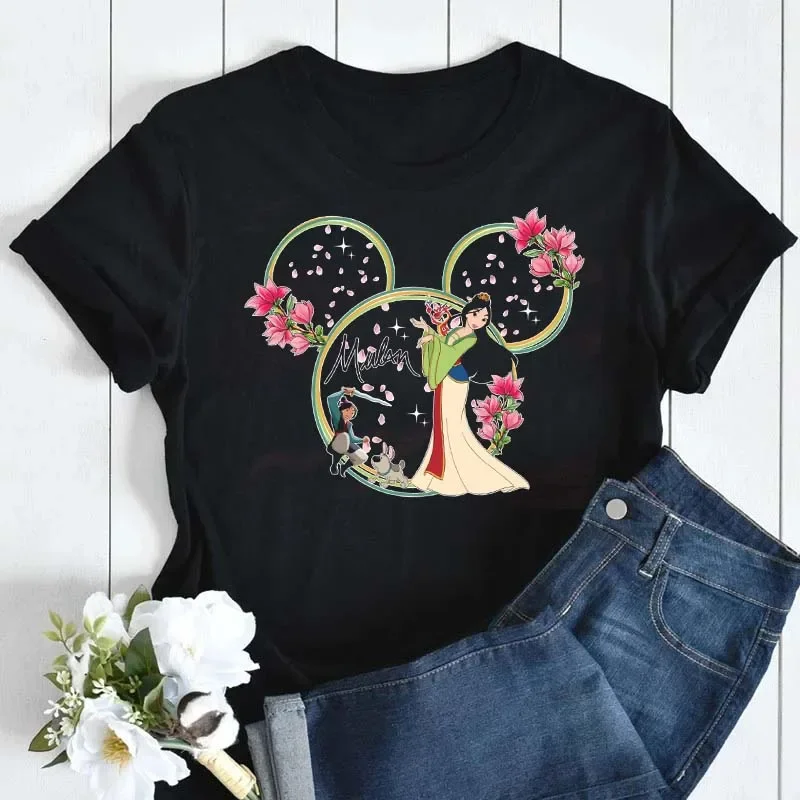 Disney Mulan Print Vrouwen T-shirt Harajuku Esthetiek Casual Korte Mouw T-shirt Vrouwelijke Nieuwe Zomer Mode Mushu Print Kleding