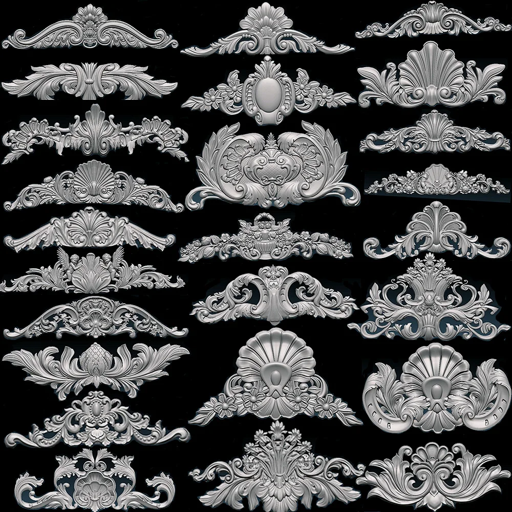 New 40pcs Carved Corner Appliques Stl 3d Model Relief for Cnc In ...