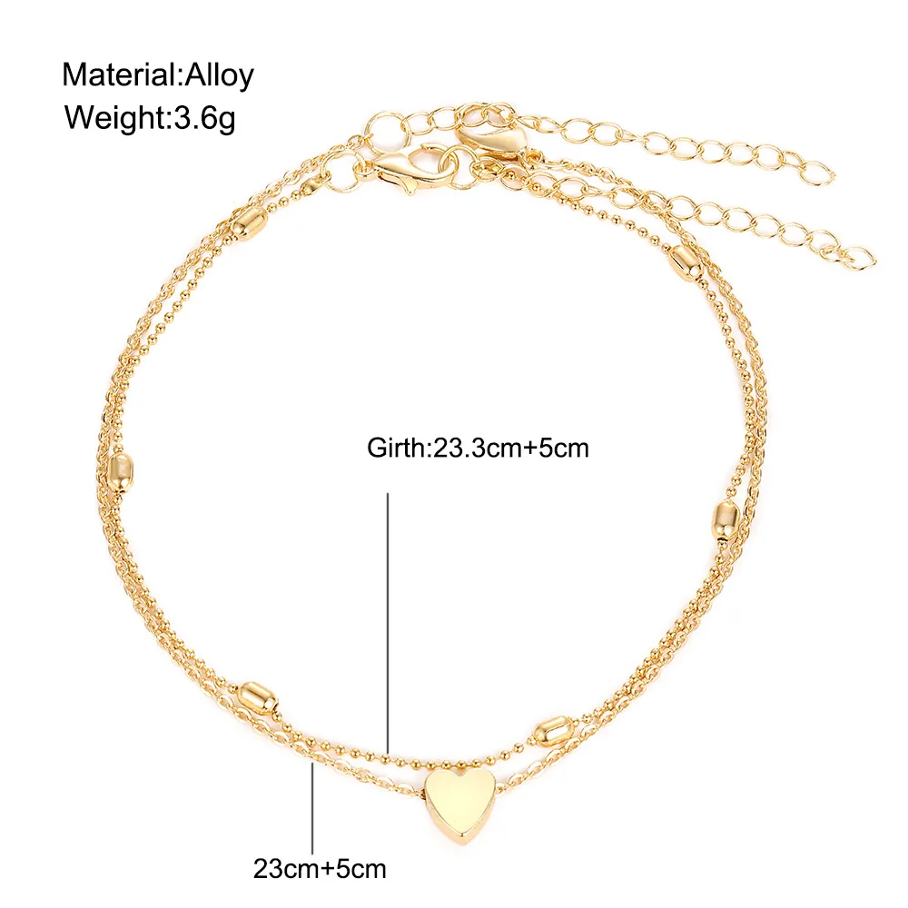 Boho Classic Love Heart Shape Bracelet Anklet Charms Tassel Sexy Leg Chain on Foot Chain Modern Women Beach Jewelry
